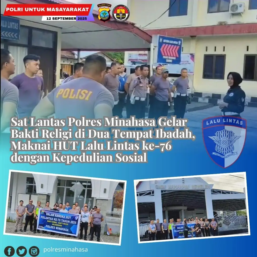 Sat Lantas Polres Minahasa Gelar Bakti Religi di Dua Tempat Ibadah, Maknai HUT Lalu Lintas ke-70 dengan Kepedulian Sosial